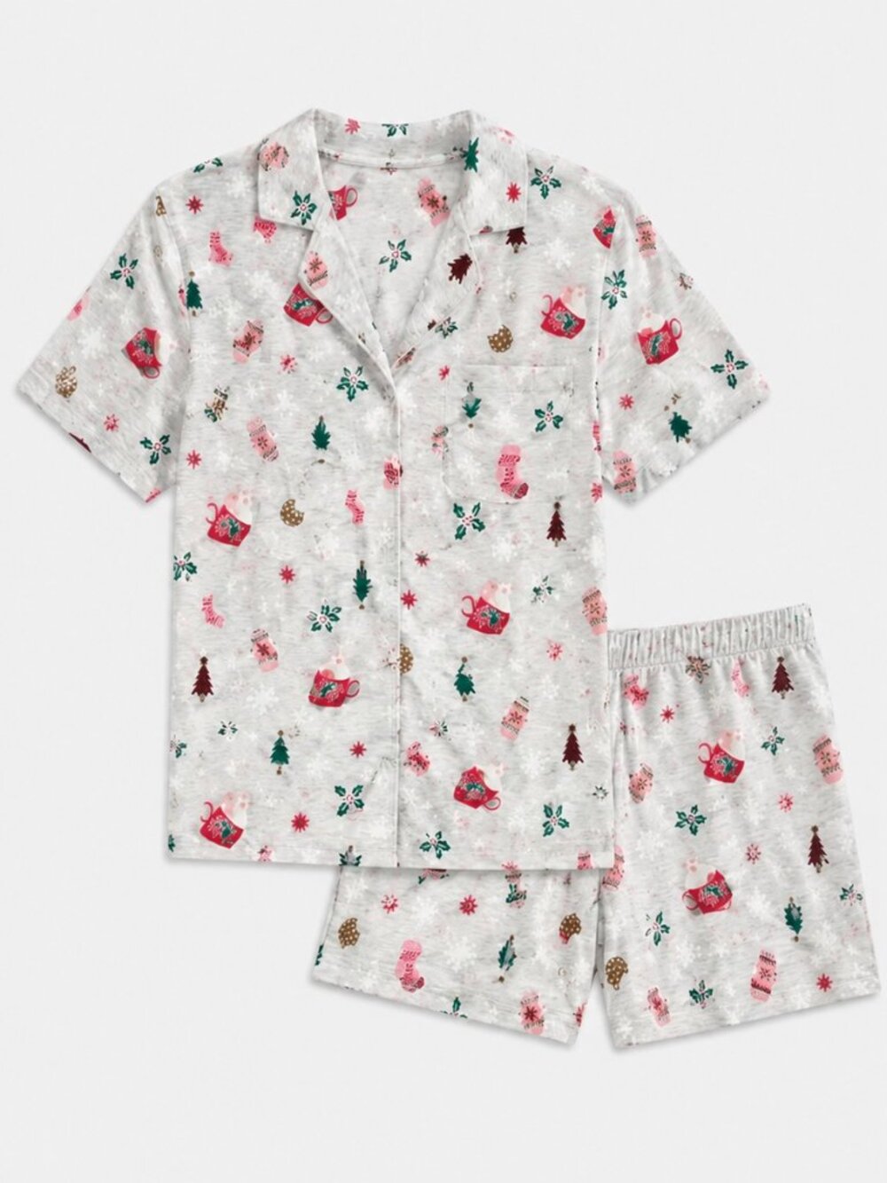Old Navy Jingle Jammies Hot Cocoa Flannel Printed Shorts Set Women Size Large